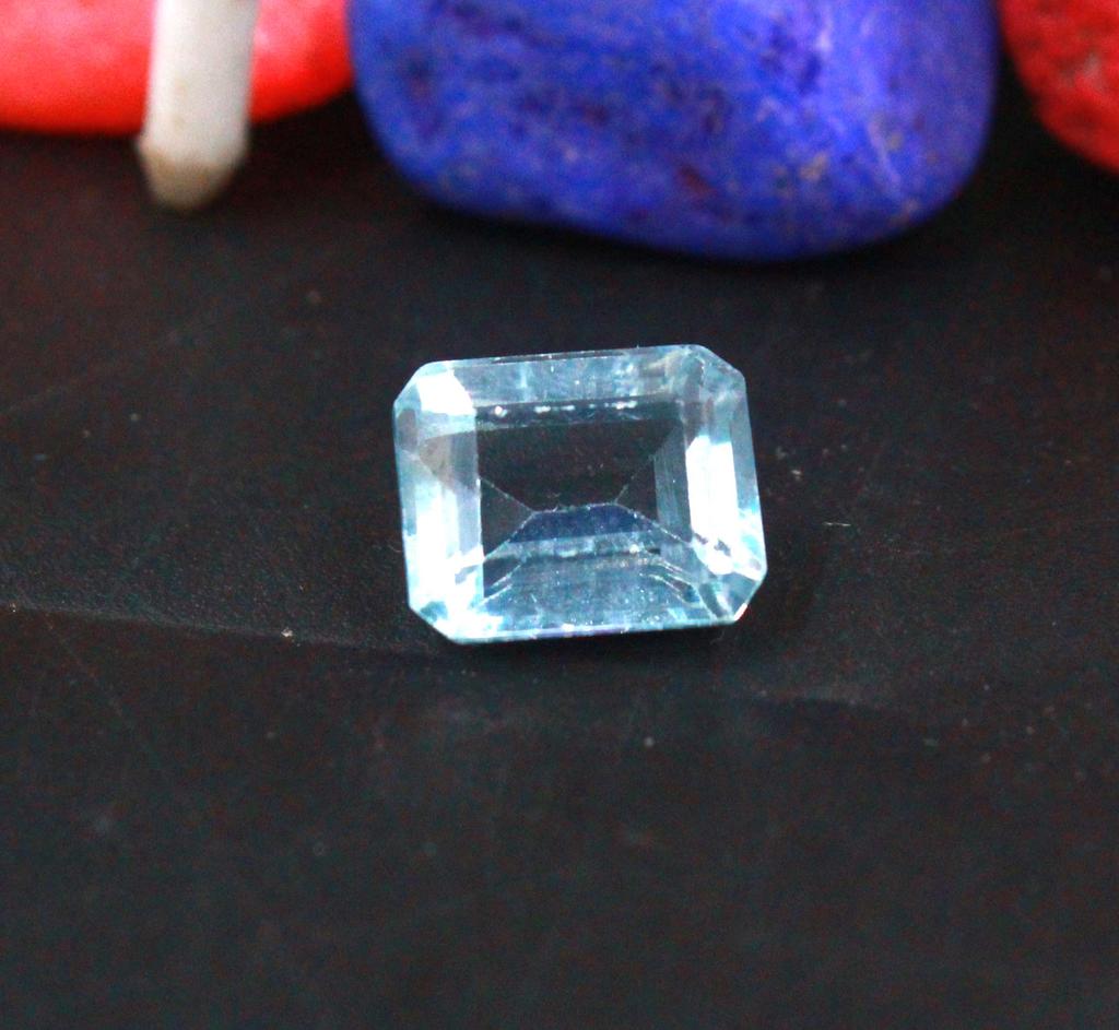 4.40 Carat Valentine Big Sale Sky Blue Aquamarine Brazil Emerald Shape Certified Gemstone SN189