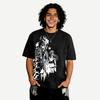 Dark-themed Skeleton Anime Print T-Shirt for Men | American High-Street StyleLoose-Fit Short-Sleeve Trendy Post-Apocalyptic Style Short-Sleeve T-Shirt