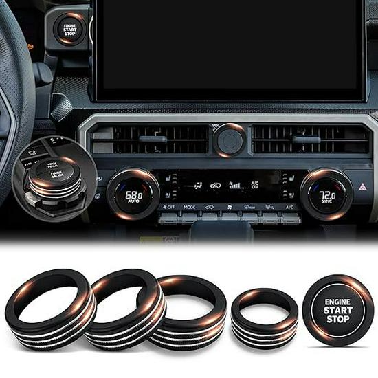 Decorative Ring Set for Toyota Tacoma ’24-'25: Fits Air Conditioning and Volume Knobs