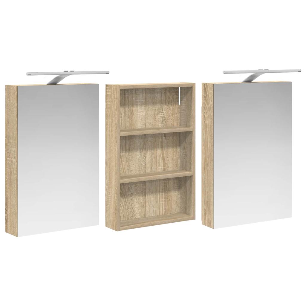 Bathroom Cabinet Set 3 Pcs 120 X 10.5 X 60.5 Cm Particleboard