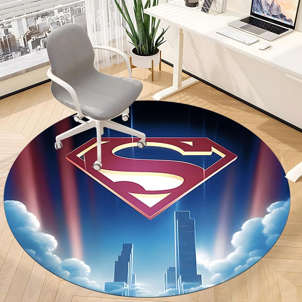 1pc Superhero Skyline Office Round Area Rug, Under Office Chairs Bedroom Living Room Home Decor, Room Deco, Available in Various Sizes