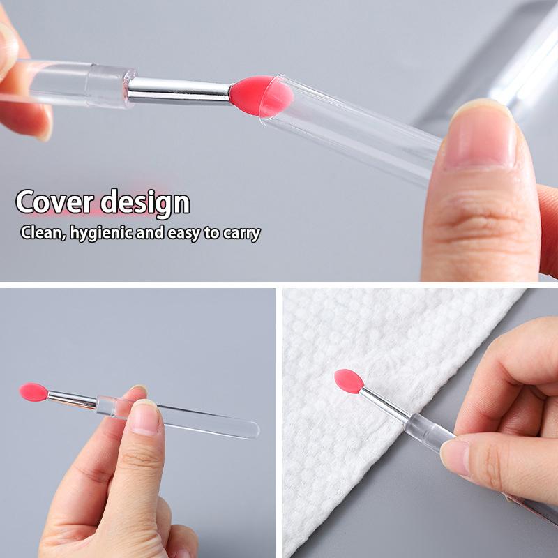 1Pcs Portable Silicone Lip Brush With Cover Soft Multifunctional Lip Balm Applicator Lipstick Lipgloss Makeup Brushes