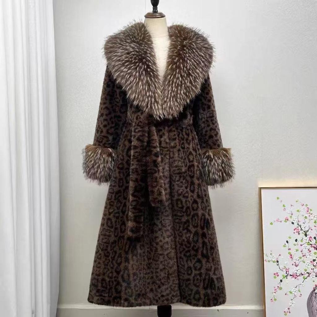 New 2025 Autumn/winter Fur Leopard Print Thick Coat Imitating Fox Fur