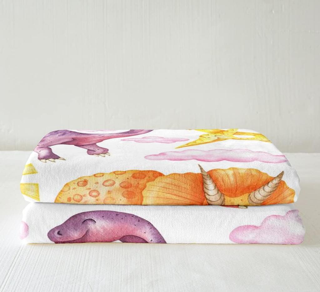 Colorful Dinosaur Blanket Soft Fleece Throw Kids Room Decor Baby Gift Cartoon Animal Design Home Decoration