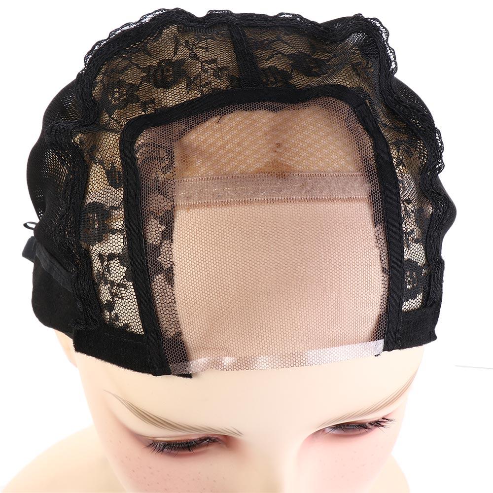 U Part Mesh Wig Cap Swiss Black Hair Net Wig Accessories Lace Wig Cap  For Making Wigs