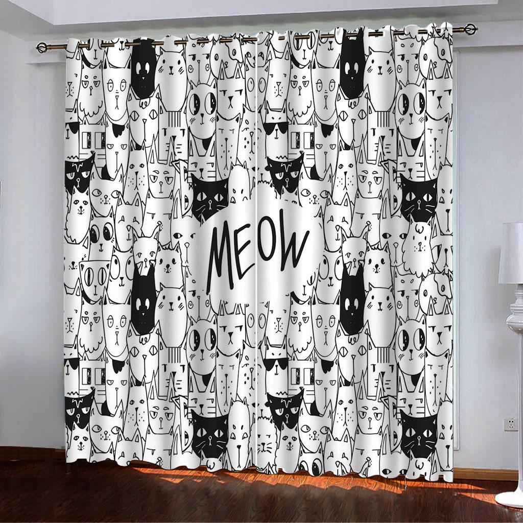 Curtains Popular Small Animal Head Simple Digital Printing High Density Blackout Curtains