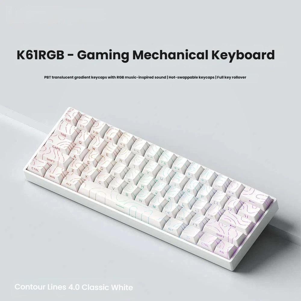 K61 Compact RGB Mechanical Keyboard - 61-Key Portable for Laptop & Office Gaming with Blue, Brown, Red Switch Options