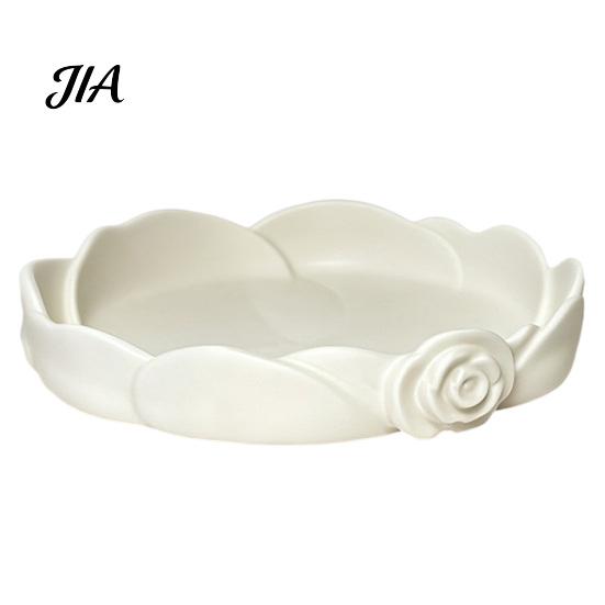Key Dish for Entryway Rose Shaped Jewelry Storage Tray, Decorative Plastic Trinket Dish, 3D Earring And Bracelet Holder Printed Desktop Organizer