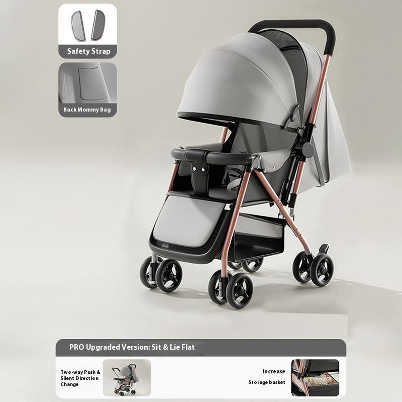 Stroller stroller can sit and lie down 0 to 3 years old, lightweight and foldable one-click collection, children's four-wheel baby walker stroller