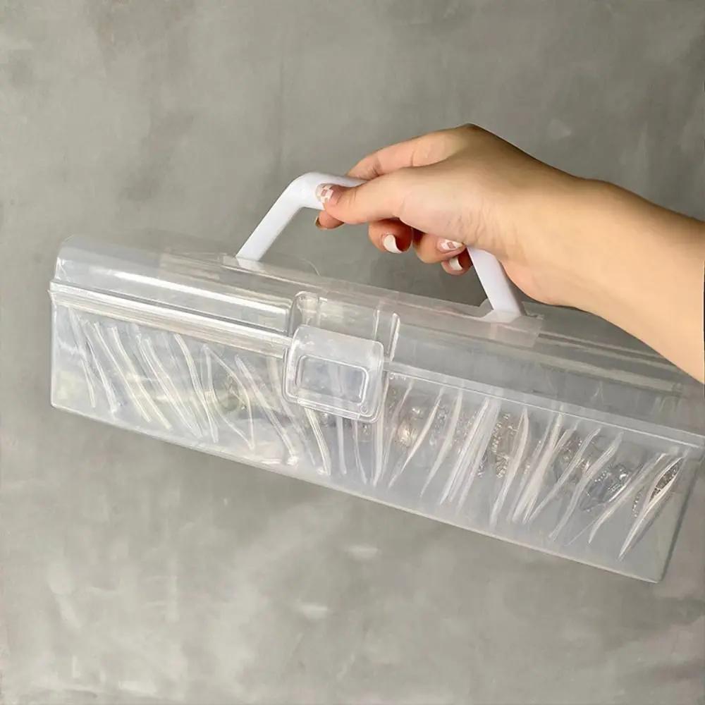 Plastic Clear Storage Box Clear with Handle Marker Pen Storage Holder Desktop Organizer Calligraphy Toolbox Stationery Storage
