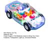 Light Up Toy Car with Universal Wheels Transparent Car Model with Colorful LED Lights Spinning Gears Music Mini Car Sensory Toys for Boys 3+