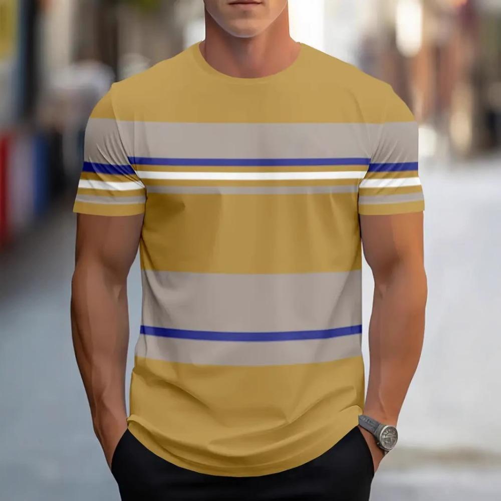 Summer men's simple daily casual loose T-shirt fashionable 3D printed personalized street round neck short sleeved men's clothing