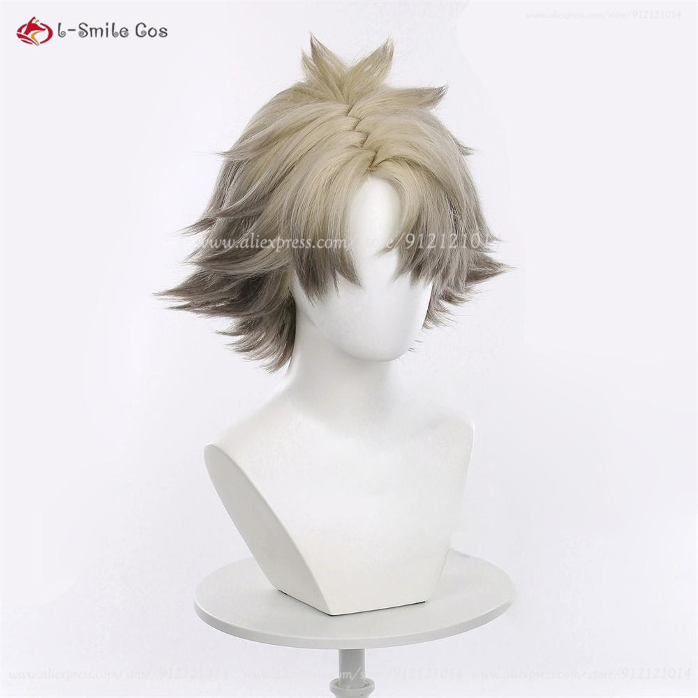 Rudo Surebrec Cosplay Wig 25cm Yellow Flax Dye Gradient Wigs For Men Cosplay Costumes Anime Wig Heat Resistant Synthetic Hair