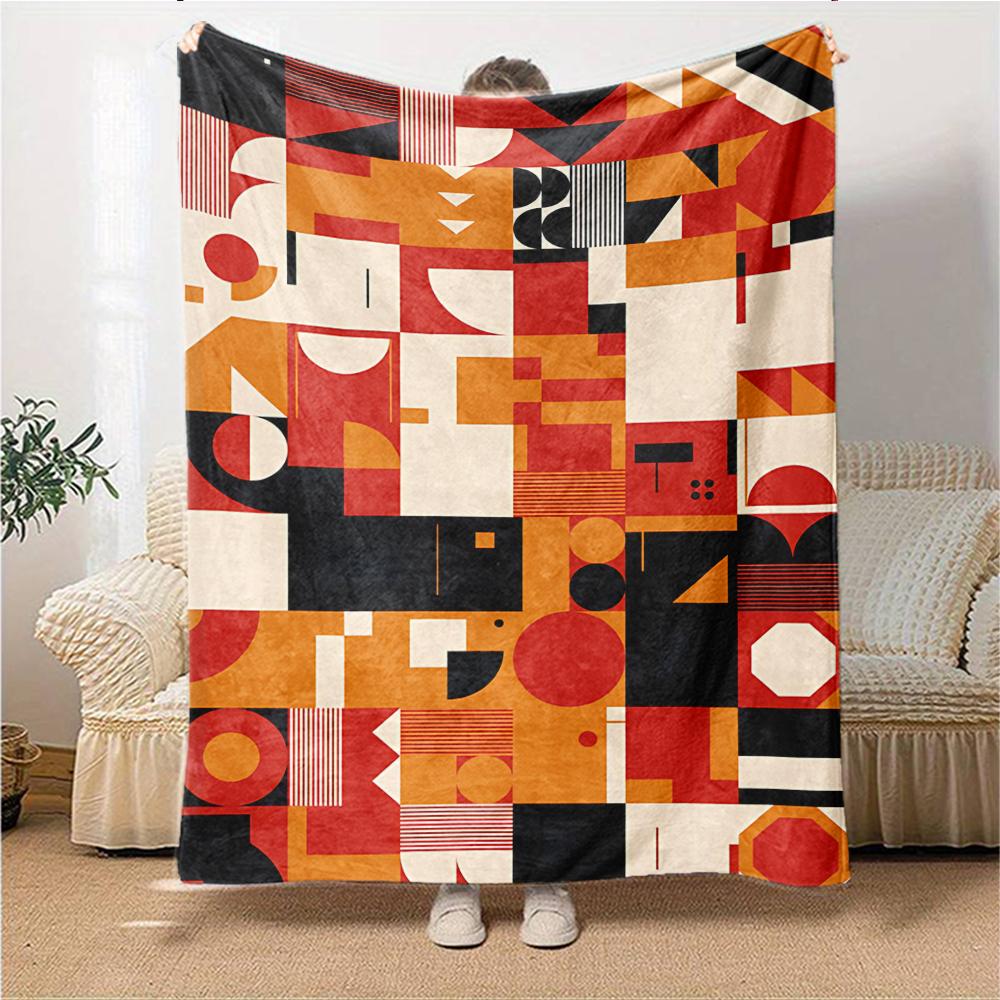 Abstract Geometric Composition Blanket Soft Throw Blanket For Home Bedroom Bed Sofa Travel Office Solid Christmas Blanket