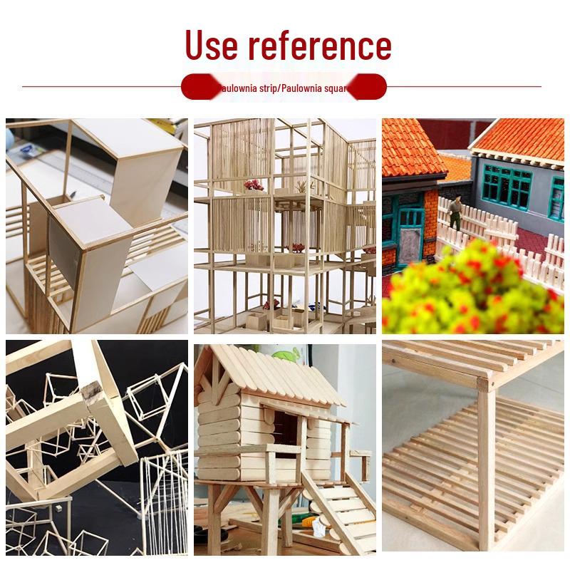 Paulowniahout Strips voor 3D Modelbouw en Blokhut Constructie