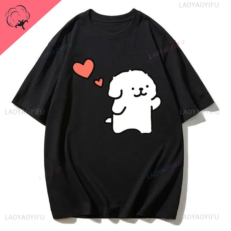 Maltese Dog Couple Cute Simple Pen Line Dog Aesthetic Clothing Unisex Style Graphic T Shirts Cartoon New in Tops Tees Tshirt