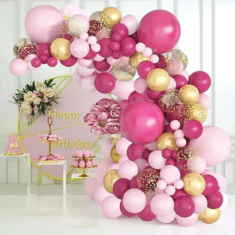 Rose Balloon Chain Set Garland Arch Balloon Metal Gold Balloon Birthday Wedding Party Decoration
