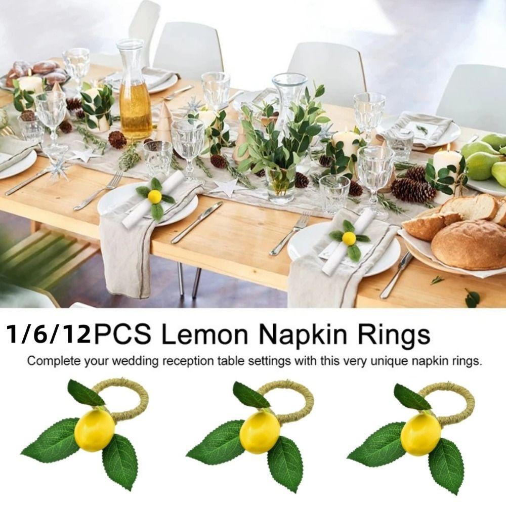 1/6/12PCS Party Supplies Fruit Meal Buckle Simulation Lemon Napkin Holder  Kitchen