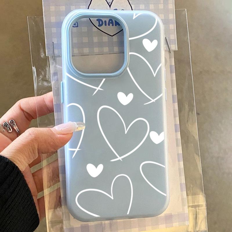 Elegante Custodia Bianca a Forma di Cuore d'Amore per Samsung Galaxy A06 A55 A56 A07 A17 S25 S24 FE S23 Ultra Plus S22 Copertura Opaca 2-in-1