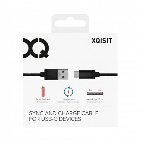 Xqisit Kabel Cotton Usb C 3.0 Czarny/Black 1.8M 27749