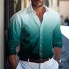 Autumn Long-sleeved Shirt Multi-color Gradient Pattern Digital Printing New Trend Men's Clothing