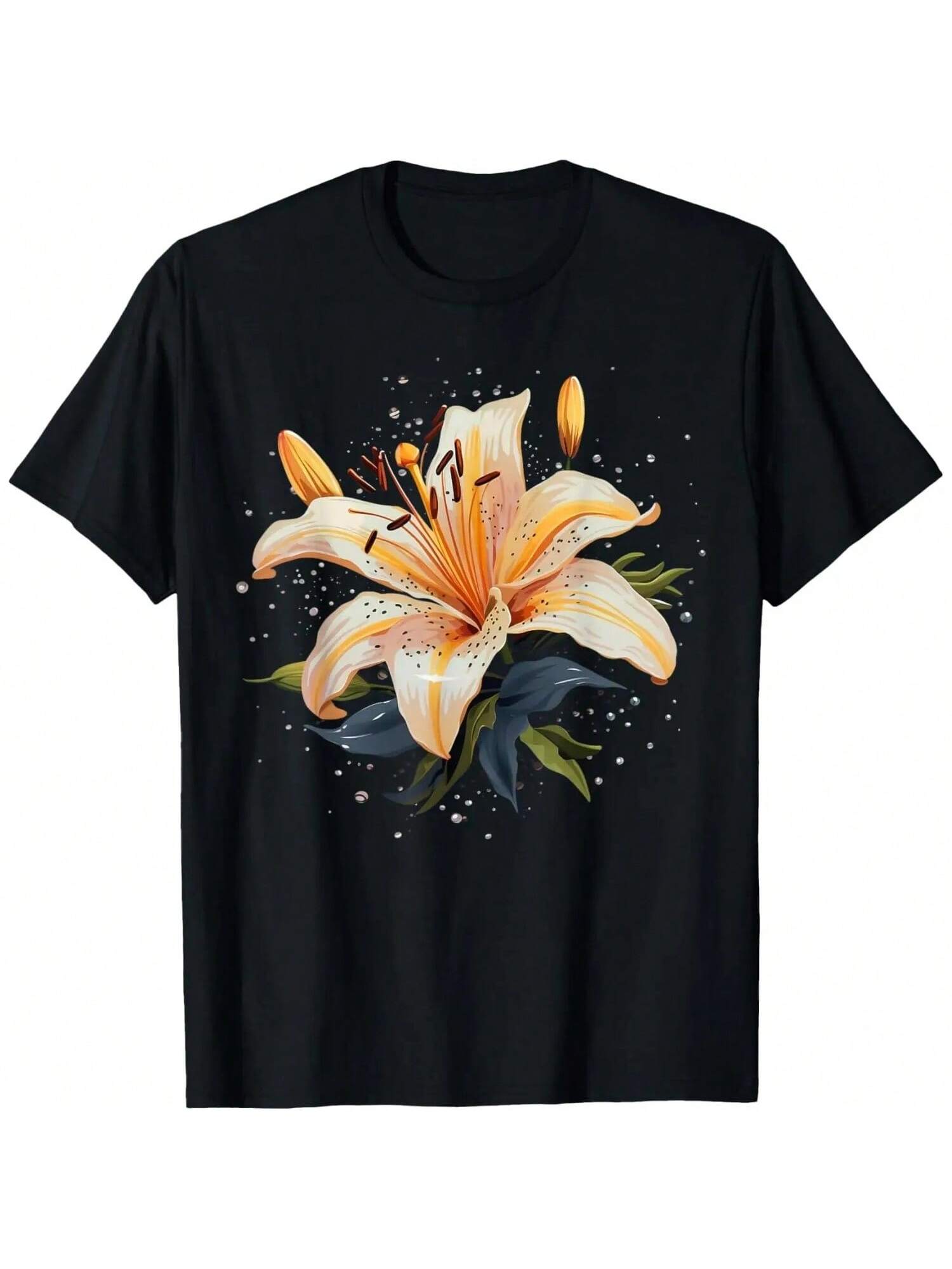 Shattered Lily Flower With Lily Petals T-Shirt S