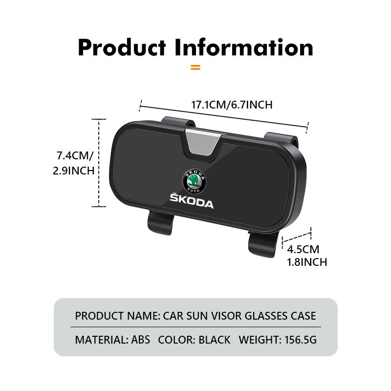 Per Visiera Auto Skoda Custodia Occhiali da Sole Porta Occhiali Clip Scatola Kamiq Karoq Octavia 2 3 Rapid Scala Kami Fabia VII VRS