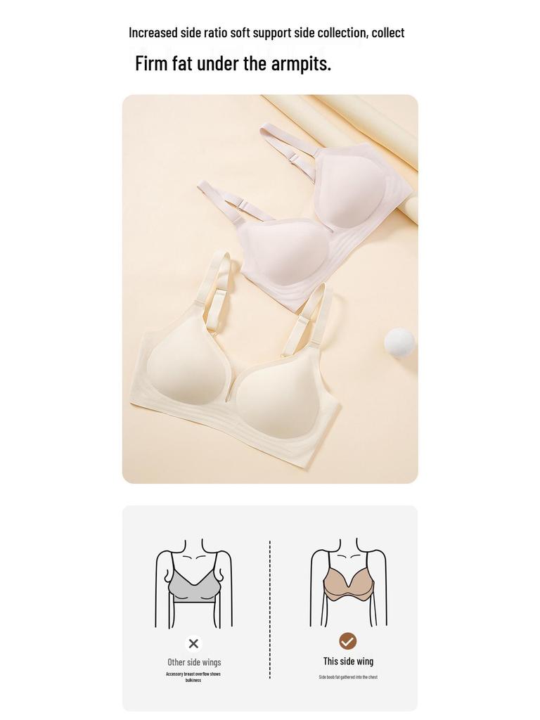 Seamless Large Size Deep V Wireless Bra for Women with Small Bust