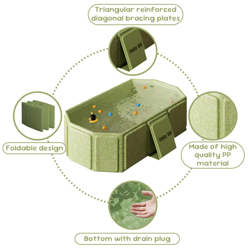 Baby Bathtub for Infants To Toddlers Collapsible Baby Bath Tub with Drain Outlet Infant Tub Toddler Bathtub Shower Basin75x45x25