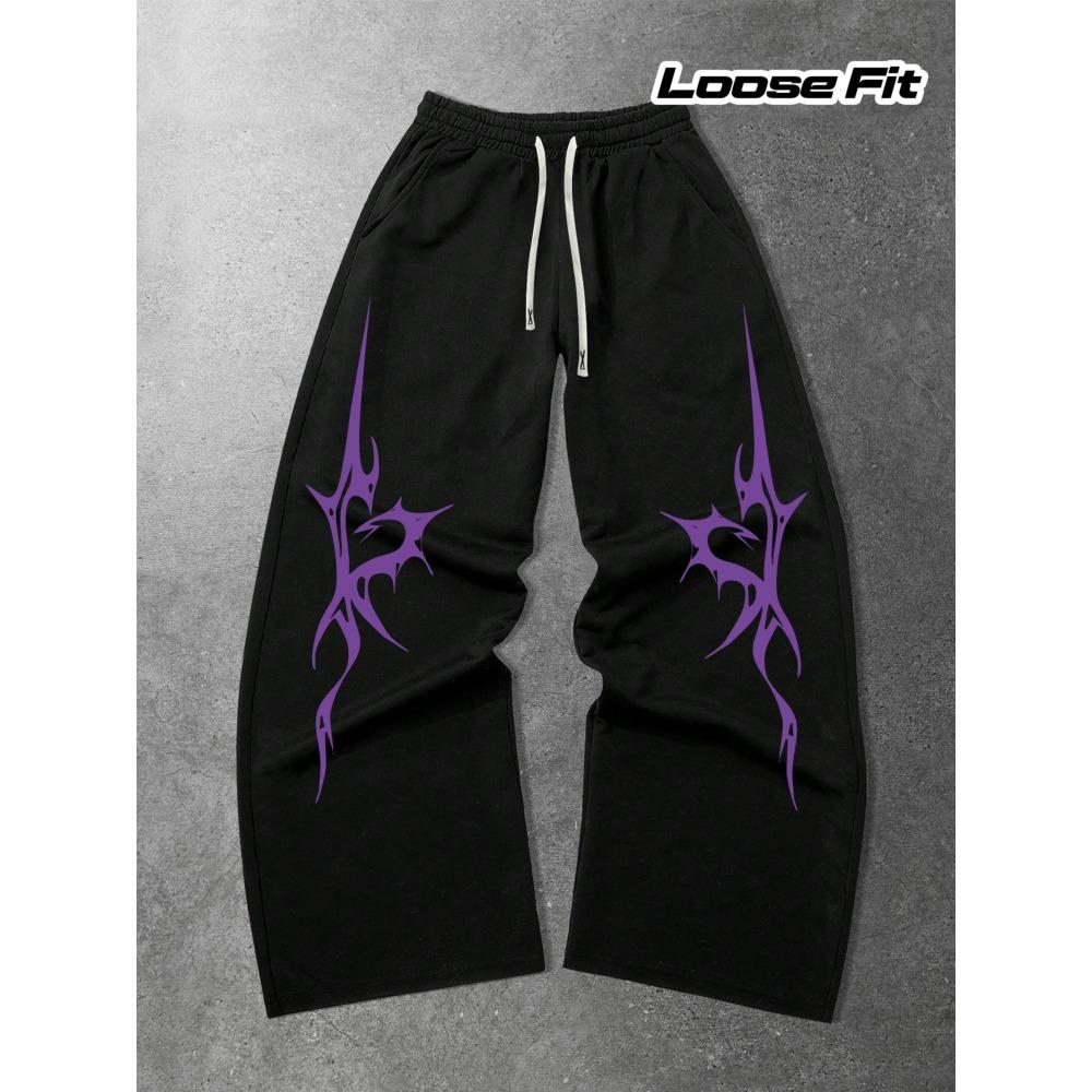 Herren- und Damen-Lässige Hose mit lockerem Dunkel-Dornen-Design, Sport-Jogginghose