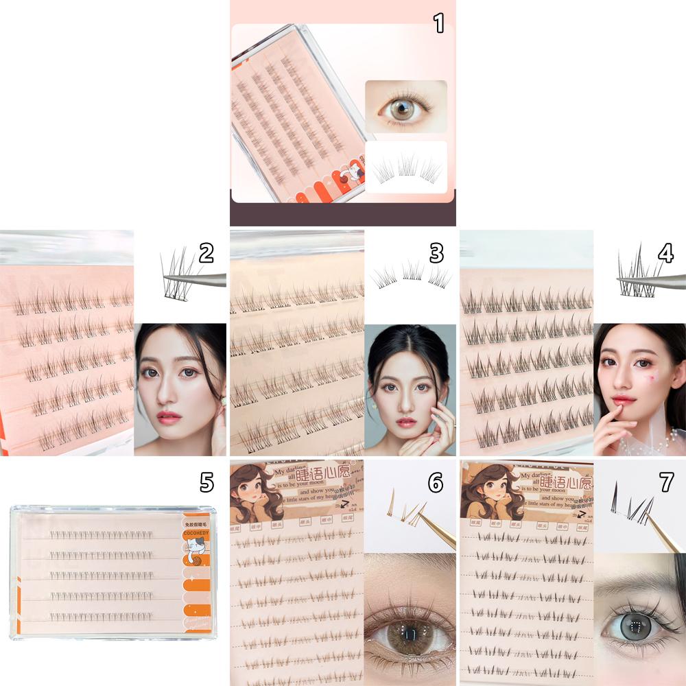 No Need Glue Self Adhesive Cluster Lashes Natural Look Segmented Eyelashes Women's Beauty