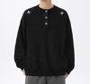 Trendy Unisex Henley Collar Embroidered Sweater - Cool & Handsome Lazy Style Knitwear for Autumn & Winter