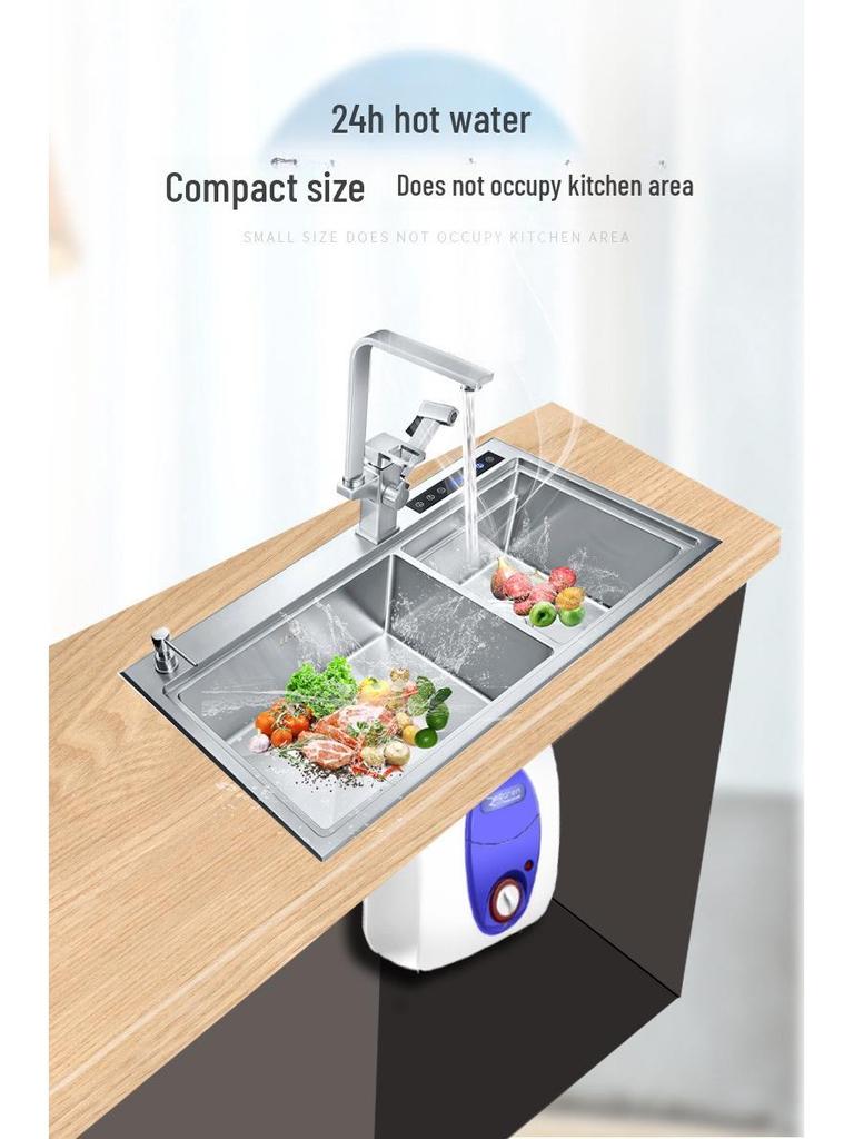 Compact Kitchen Water Heater 6L/8L, Dual Outlets, Enamel Tank, 3-Year Warranty