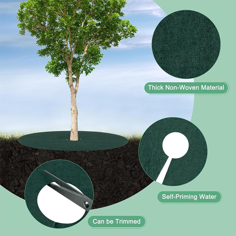 Weed Control Tree Mulch Ring Non-Woven Fabric Uv Resistant Garden Plant Protector Barrier Mat Effective Root Shield Weed Control
