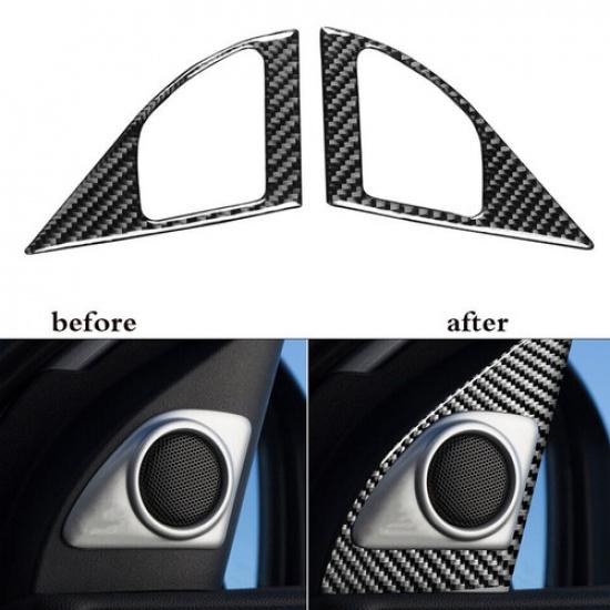 2Pcs Carbon Fiber Door Speaker Cover Trim For Lancer GTS 2008-2015 Replacement