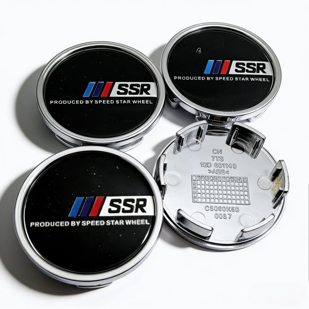 4pcs/Set 58mm 53mm Car Wheel Center Caps With SSR Logo Emblem Badge Wheel Hubcaps Rim Center Dust Cover Replace Hub Accessories