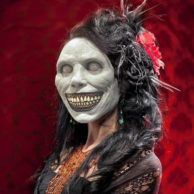 Uhyggelig Halloween-maske Smilende Demoner Skrekk Ansiktsmasker The Evil Cosplay Rekvisitter Fest Maskerade Halloween Maske Klær Tilbehør