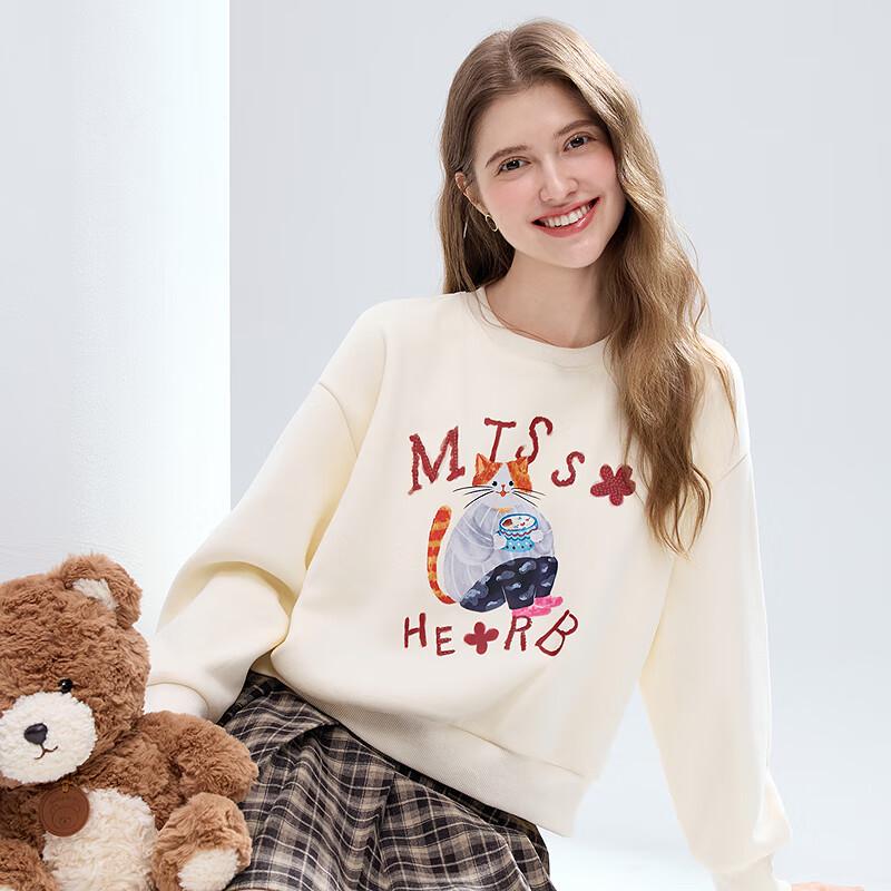 Betu Women's 2025 Winter Round Neck Graphic Long Sleeve Sweatshirt