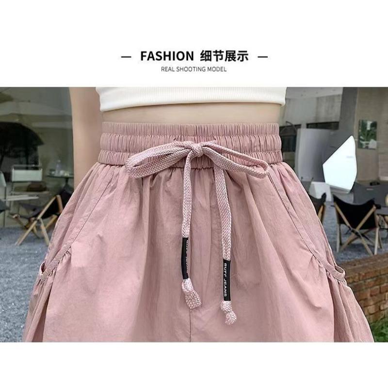 Sports Shorts Women's Summer Thin High Waist Large Size Casual Wide Leg Pants Loose Drawstring Quick Dry Pants