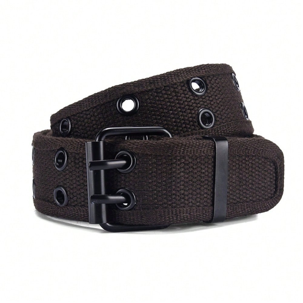 Double Buckle Belt Double Vent Eye Punch Pin Buckle Belt Youth Strong and Durable Jeans Belt