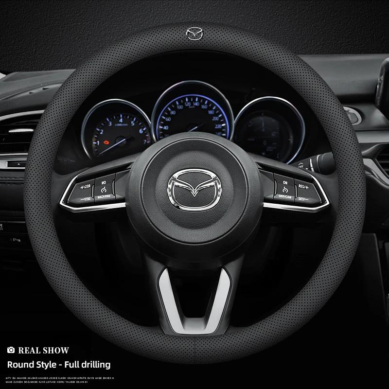 2025 Hot 38cm Nappa Leather Anti Slip Car Steering Wheel Cover For Mazda Speed 2 3 5 6 Atenza CX80 CX70 CX90 CX3 CX5 CX8 MX30 CX