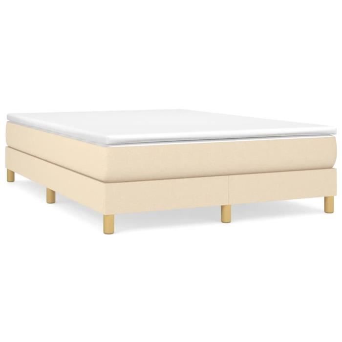 3144180 vidaXL Lit à sommier tapissier avec matelas Crème 140x200 cm Tissu
