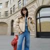 ELLE Minimalist Solid Color Hooded Design Warm Short Sleeve Duck Down Jacket Women outerwear EY52506