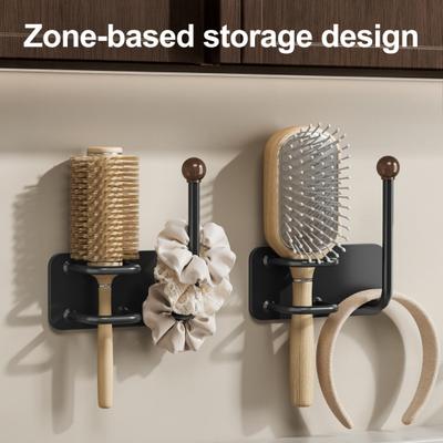 Hair Rope Hook Comb Holder Cast Iron Rust-Proof Waterproof Vertical Design Comb Hair Tie Storage Rack Hair Accessories