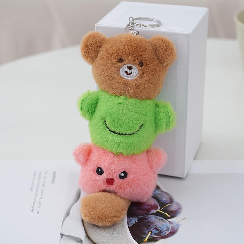 Adorable Plush Bear Animal Keychain Soft Stuffed Toy Cute Car Key Ring Accessory