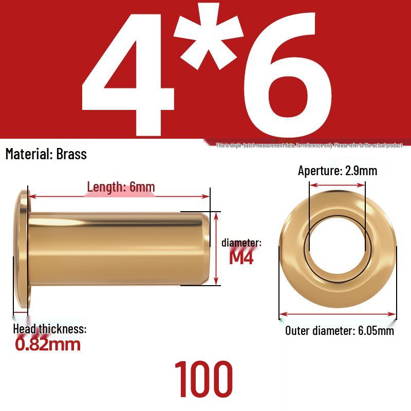 Pure Brass Hollow Rivets & Copper Eyelets Fasteners M1.3–M5