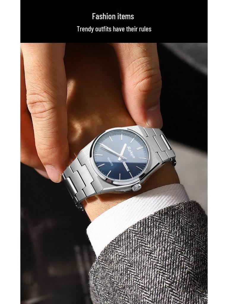Men's Cross-Border Waterproof Quartz Watch - Slim, Stylish Business Design with Dual Calendar