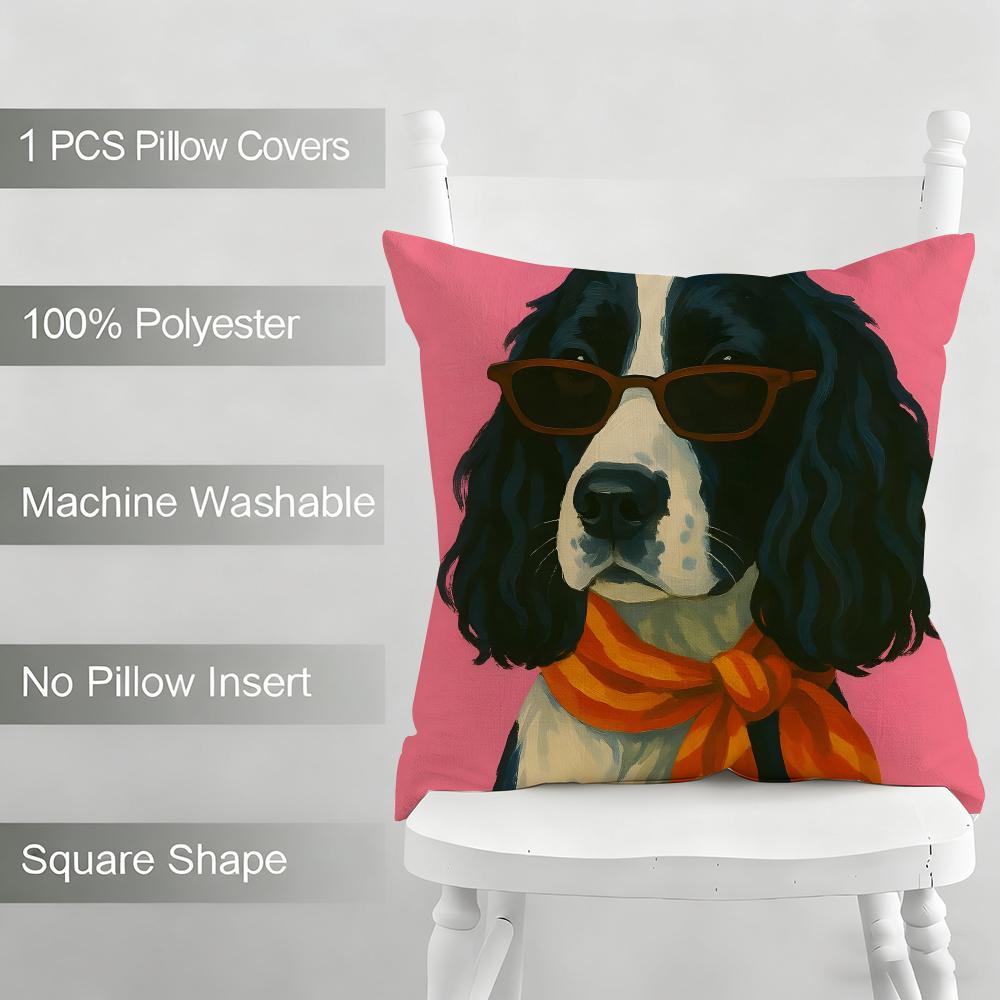 Animals Wearing Bandanas Cushion Cover Household Decoration Linen Sofa Cushion Cover: Skin-Friendly & Breathable With Invisible