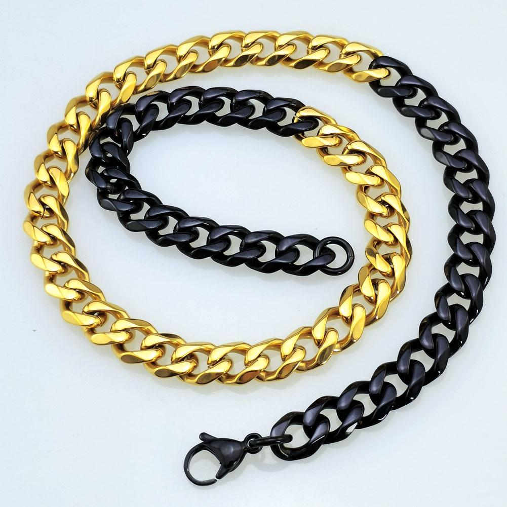 New 316L Stainless Steel Black and 18k Gold Dual Hip Hop Necklace Jewelry