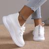 Lucyever Šněrovací bílé tenisky pro ženy 2024 Podzim Prodyšné pletené sportovní boty Žena Protiskluzová měkká podrážka Ponožkové boty